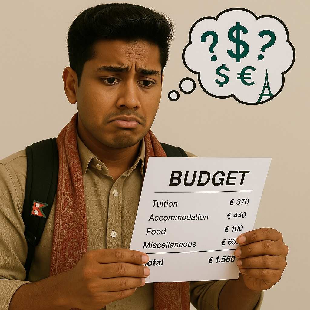 Total Cost to Study in France from Nepal